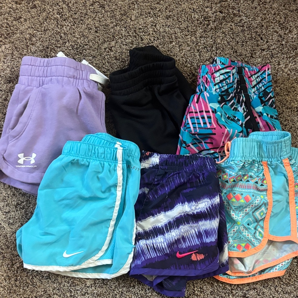 Nike Kids' Turquoise and Purple Patterned Shorts